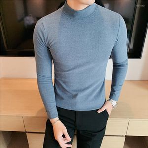 Mäns T-skjortor 2023 Män Autumn Högkvalitativ ren bomullslång ärm T-shirts/Male Slim Fit Collar Leisure T-shirt Plus Size S-3XL