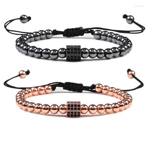 Filo di Fascino 5mm Perline di Rame Bracciale Pavimenta Prisma Fatto a mano Regolabile Donna Uomo Bracciali Braccialetti Amante Regalo Gioielli intrecciati Pulseira