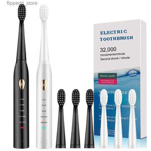 Escova de dentes Escova de dentes elétrica Sonic para adultos 5 modos inteligentes e limpeza profunda dos dentes Carga rápida com 6 cabeças de escova de dentes e temporizador inteligente Q231117