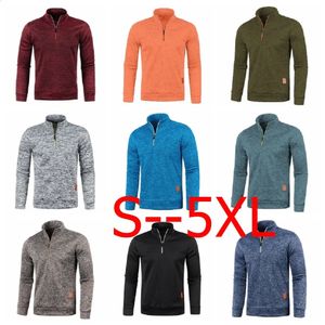 Męskie swetry mężczyźni grubszy śródstopia zamek błyskawiczny dla męskiego bluzy bluzy stałe kolor golfowy zapchkiwanie jumbo rozmiar s5xl 231116
