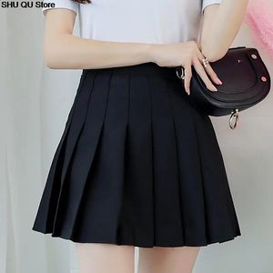 Юбки женские с высокой талией плиссированная юбка y2k Летняя повседневная Kawaii Aline клетчатая черная теннисная японская школьная форма мини-юбки для девочек 231116