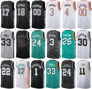 Drukuj mężczyźni w koszykówce miasta Doug McDermott Jersey 17 Malaki Branham 22 Charles Bassey 28 Jeremy Sochan 10 Julian Champagnie 30 Cedi Osman 16 zdobył oddychanie