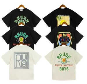 Rhudes Herr T-shirtdesigner för män Damskjortor Modetröja med bokstäver Casual Sommar Kortärmade T-shirts Kläder för kvinnor