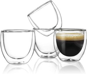 Tazze da tè 80ML Tazza di vetro a doppia parete Tazze da tè resistenti al calore fatte a mano trasparenti MINI Tazza da whisky Tazza da caffè espresso centigrado