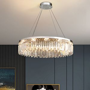 Light Luxury Living Room Crystal Chandelier Modern Simple Atmosphere Chandelier Bedroom Circle Art Decorative Lighting Fixtures