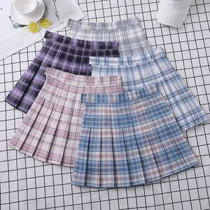 Skirts Plaid Skirt Pleated High-Waist Women's Summer A-Line Korean College Style School Girls Eam Dance Clothing Mini Short Skirt 230417