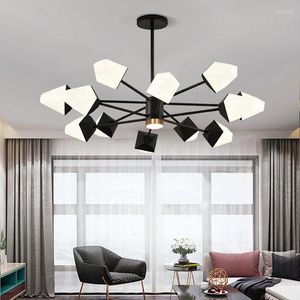 Żyrandole LED z reflektorami żyrandol nowoczesny design salon sufit