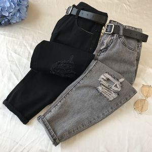 Dżinsy damskie retro streetwearu damskie dżinsowe dżinsowe dżinsy luźne spodażnie haremowe czarny wysoki talia Jean femme 230417