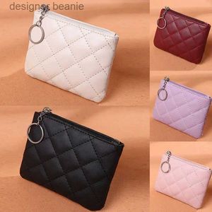 Money Clips Women Pu Leather Zip Coin Wallet Key Chain Fashion Small Purse Money Designer Diamond Mönster Kort förändring Pouch Coin Pursel231117