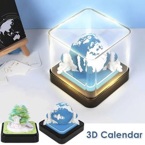 Kalender LED-Block 2024 3D-Notizblock Notizblock Sakura Baumhaus Notizen Büros Papier Weihnachten Geburtstagsgeschenk 231116