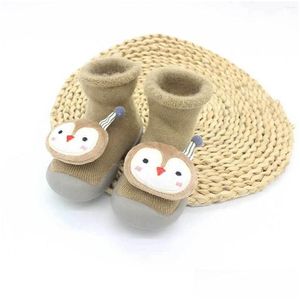 First Walkers Warm Winter Baby Socks Cartoon Coral Veet Non Slip Cute H Ear Footy Shoes For Girls Kids Toddler Drop Delivery Maternity Dh7Fq