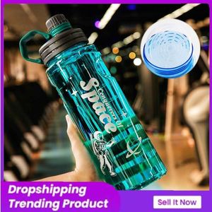 water bottle 0.6-3L Large-capacity Water Cup Summer Outdoor Portable Sports Fitness Explosion-proof Cup Frosted Plastic Rope Tea Cup P230324