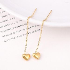 Dangle Earrings Korean Stainless Steel Long Chain Tassel Love Drop Earring For Woman Threader Piercing Wedding Fashion Jewelry 2023