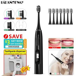 Toothbrush Sonic Electric Toothbrush Adult 60 Days USB C Rechargeable 8 Replaceable Heads Toothpaste Dispenser with Cup and Holder Gift Q231117