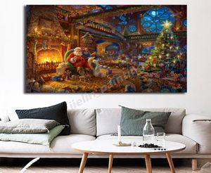Inverno natal arte thomas kinkade039s impressões em tela imagem pinturas modulares para sala de estar cartaz na parede decoração casa9911489