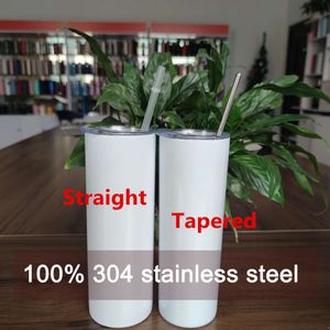 US Stock Straight 20oz Sublimation Tumbler Blank 100% 304 Edelstahl Tumbler Cups Vakuumisolierte 600ml Tumbler Kaffeetassen Weiß 50 Stück/Karton