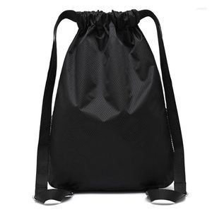 Ryggsäck unisex vattentät dragskon ryggsäckar solid nylon resväska packa små strängar sport väskor lättvikt fitness mini
