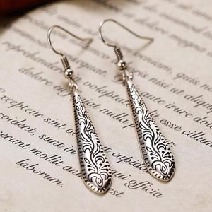 Dangle Earrings 2023 Unique Carved Pattern For Women Bohemia Style Daily Wear Ear Accessory Antique Silver Color Retro Jewelry