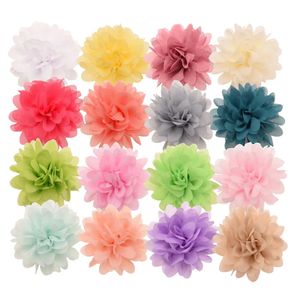 Kopfbedeckung, Haarschmuck, 120 Stück, 6,3 cm große Chiffon-Blumen, Chiffon-Faltblumen, modischer Haarschmuck für Mädchen, Haarschleifen, Haarspangen-Stirnbänder, 231118