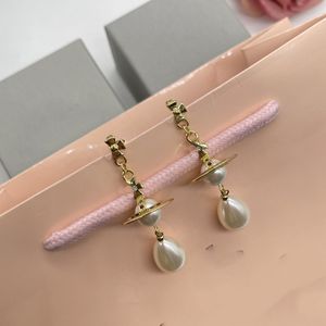 Moda designerska marka Kolczyki stadnina luksusowa biżuteria planeta Earing Metal Pearl Saturn Gold Carring Cjeeweler Kobieta Orecchini