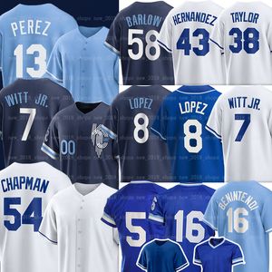 13 Salvador Perez Maglie da baseball Royals Bobby Witt Jr. Aroldis Chapman Brad Keller Scott Barlow Carlos Hernandez Freddy Fermin Kyle Isbel Edward Olivares