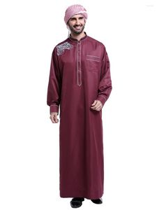 Abbigliamento etnico Abito musulmano Hombre Jubba Thobes Uomo Islam Marocchino Caftano Abaya Ricamo Formale Islamico Pankistan Abiti Pakistan