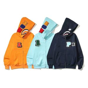 Mode y2k hoodie designer tröja söt haj/björn stil överdimensionerad brevtryck 2023 ny arivval full zip up cam jacka hooded cardigan 10 färger grossist