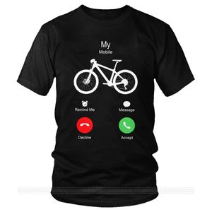 Camisetas masculinas verão engraçado meu MTB Mobile está ligando para montar camisa de manga curta de mountain bike amante camiseta de bicicleta camiseta de camiseta 230418