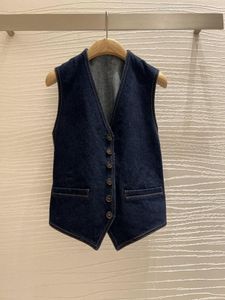 Kvinnors västar denim Vest Front -knappöppning och stängning av Slim Version Typ Single Breasted Design Fashion 2023 Summer