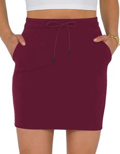 MANGOPOP Women Ribbed Bodycon Skirt Elastic High Waist Pencil Short Mini Skirt