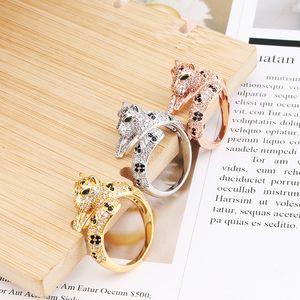 silver 18k gold stones plating wedding engagement rings for women Luxury leopard diamond ring men Christmas Party gifts girls lovers Bridal Christmas Accessories