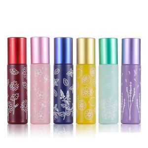 Packing Bottles 10Ml Glass Printing Roller Outdoor Portable Per Essential Oil Bottle Mini Aron Color Cosmetic Tube Vials Dro Dhgarden Dheg4