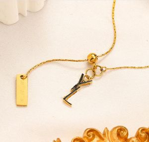 Designer de marca dupla letra pingente colares corrente banhado a ouro Crysatl strass suéter Newklace para mulheres casamento entrega gratuita
