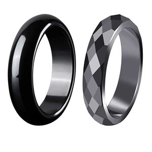 Pierścienie pasmowe pierścienie hematytu Czarne magnetyczne kamienne pierścienie hematytu lęk równowaga Czakra korzenia wchłanianie negatywnego pierścienia energii biżuterii prezenty unisex aa230417
