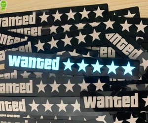 New 5 Stars Wanted Led Light-Emitting Window Sticker Windshield Sticker Decorative Car Accessories Light Board Without Battery