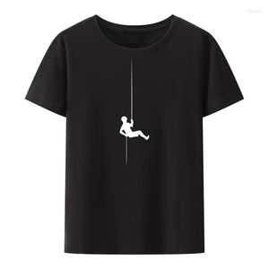Men's T Shirts Climbing And Landing Cotton Y2k T-shirts Mountaineering Short-sleev Style Pattern Novelty Tees Roupas Masculinas Summer