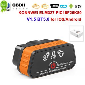 Nowy Konnwei ELM327 V1.5 Bluetooth 5.0 ELM 327 V 1 5 skaner OBD2 Auto narzędzia diagnostyczne do samochodów ODB2 OBD 2 czytnik kodów pk Vgate iCar2