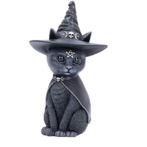 Garden Kitten Statue Figurine Magic Cat Resin Crafts Animal Decorations Witch Cat Sculpture Pug Halloween Home Courtyard Decor