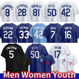 Shohei Ohtani 50 Mookie Betts Dodgers Maglie da baseball 22 Clayton Kershaw Freddie Freeman Will Smith Enrique Hernandez Miguel Vargas James Outman Uomo Donna Maglia