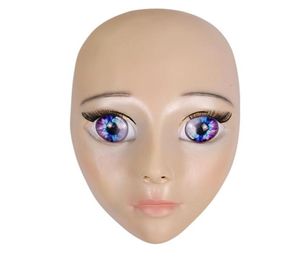 2019 neue Anime Mädchen Maske Cosplay Cartoon Crossdresser Latex Erwachsene Blaue Augen Niedliche Anime Weibliche Gesichtsmaske5288577