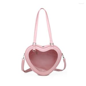 Akşam çantaları 50pcs/lot harajuku Japonca berrak omuz çantası lolita sevimli şeftali kalp şeklinde şeffaf ita el çantası