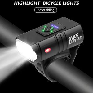 Bike Lights LED Bicycle Light 1000LM USB Charging Power Display MTB Mountain Road Headlamp Flashing Equipment 231117