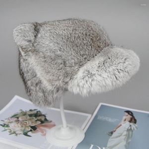 Ball Caps 2023 Russian Women Real Fur Hats Natural Warm Cap Lady Winter Outdoor Bomber