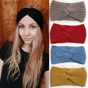 Headbands Winter Warm Headband for Women Woolen Knitting Headbands Wool Knitted Elastic Headband Headwear Girls Hair Band Hair AccessoriesL231118