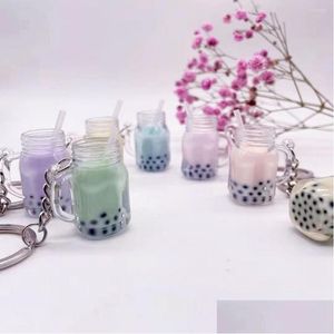 Portachiavi Cordini Carino Mini Bubble Tea Portachiavi Acrilico Piccolo Boba Tazza di latte St Portachiavi Kawaii Portachiavi per auto Borsa Ciondolo Accessore Dhivy