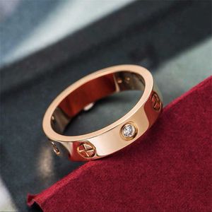 Band Rings Fashion Cross Screw Zircon Crystal Rings For Women Men Titanium Steel Rose Gold Color Wedding Engagement Couple Ring for Lovers AA230417