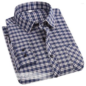 Camicie casual da uomo Camicia a quadri oversize per uomo Cotone spazzolato Non stiratura Abiti da lavoro larghi Camisas Flanella Abbigliamento uomo