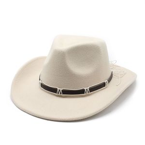 Western Cowboy Fedoras Women Men Fedora Hat Wide Brim Feel Hats Jazz Top Cap Autumn Winter Caps Trilby 2023 Modna nowa