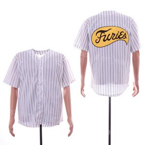 Moive Baseball The Furies Jersey Puste białe prążki Cooperstown College Vintage Team Cool Base University Czysta bawełna Retro Oddychający haft