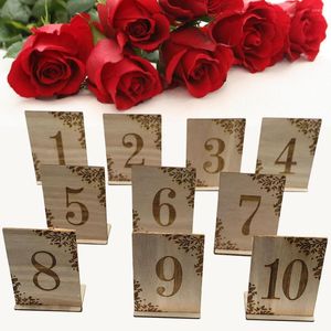 Украшение вечеринки 10pcs 1-10 номеров деревянные знаки свадебная таблица номер